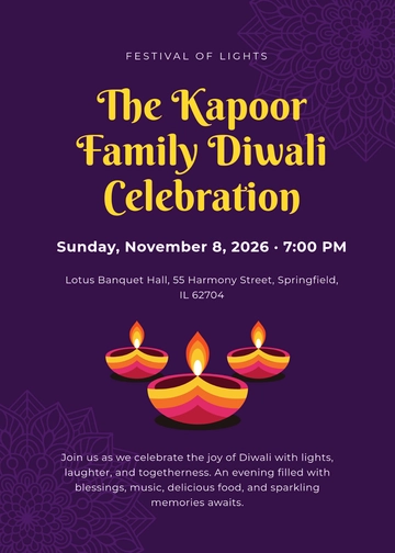 Free Diwali Invitation Card Template to Edit Online