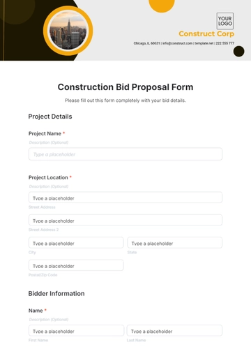Free Construction Bid Proposal Form Template to Edit Online