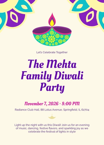 Free Diwali Party Invitation Template to Edit Online
