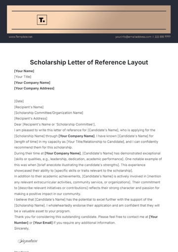 Free Scholarship Letter of Reference Layout Template to Edit Online