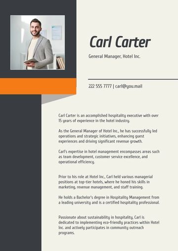 Free One Page Professional Bio Template to Edit Online
