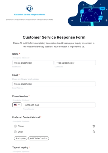 Free Customer Service Response Form Template to Edit Online