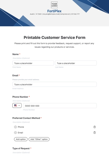 Free Printable Customer Service Form Template to Edit Online