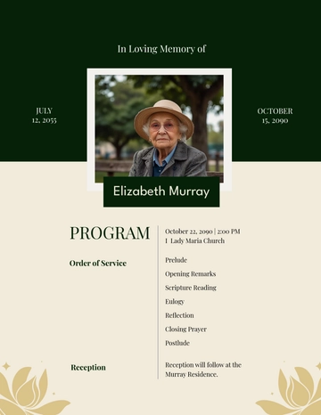 Free Photo Funeral Program Template to Edit Online