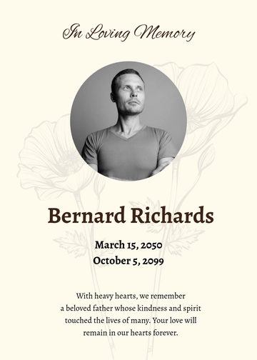 Free In Loving Memory Funeral Card Template to Edit Online