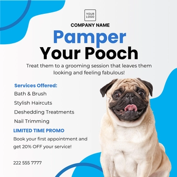 Free Dog Grooming Social Media Post Template to Edit Online
