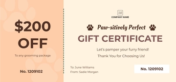 Free Dog Grooming Gift Certificate Template to Edit Online