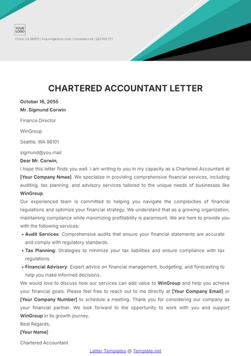 Free Chartered Accountant Letter Template to Edit Online