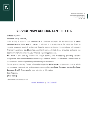 Free Service NSW Accountant Letter Template to Edit Online