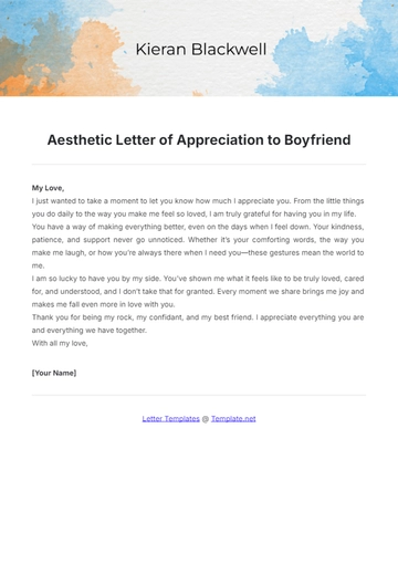 Free Aesthetic Letter of Appreciation to Boyfriend Template to Edit Online