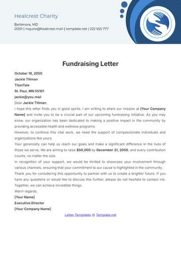 Free Fundraising Letter Template to Edit Online