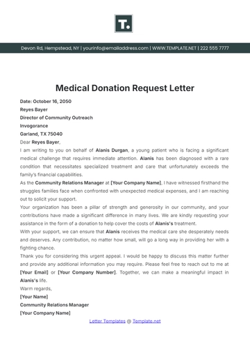 Free Medical Donation Request Letter Template to Edit Online