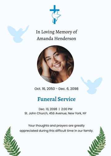 Free Modern Funeral Invitation Template to Edit Online