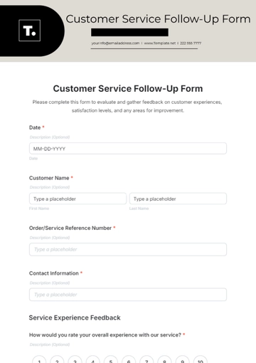Free Customer Service Follow-Up Form Template to Edit Online
