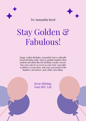 Free Funny Golden Birthday Card Template to Edit Online