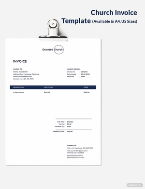 Church Service Invoice Template
