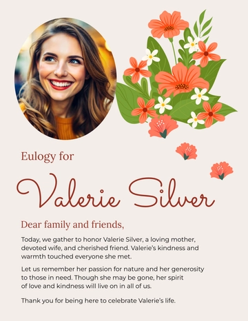 Free Professional Funeral Eulogy Template to Edit Online