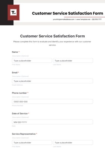 Free Customer Service Satisfaction Form Template to Edit Online