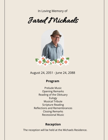 Free Funeral Program with Photo Template to Edit Online