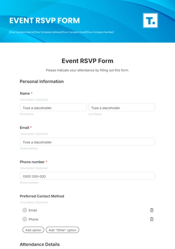 Free Event RSVP Form Template to Edit Online