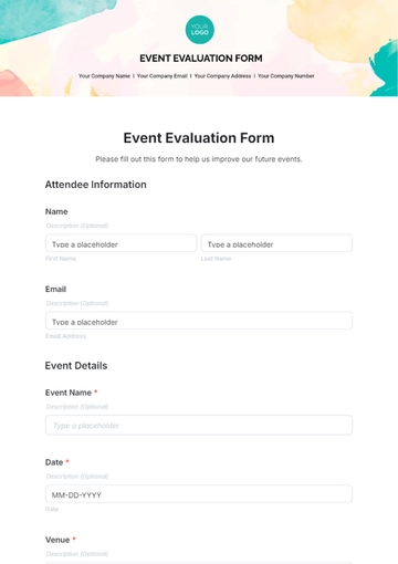 Free Event Evaluation Form Template to Edit Online