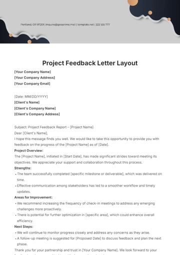 Free Project Feedback Letter Layout Template to Edit Online