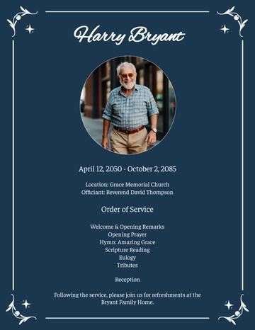 Free Funeral Order of Service Design Template to Edit Online