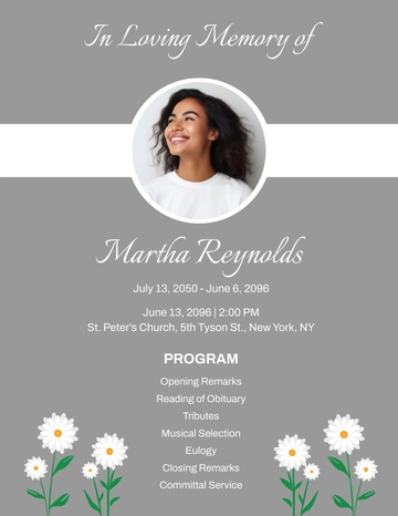 Free Digital Funeral Program Template to Edit Online
