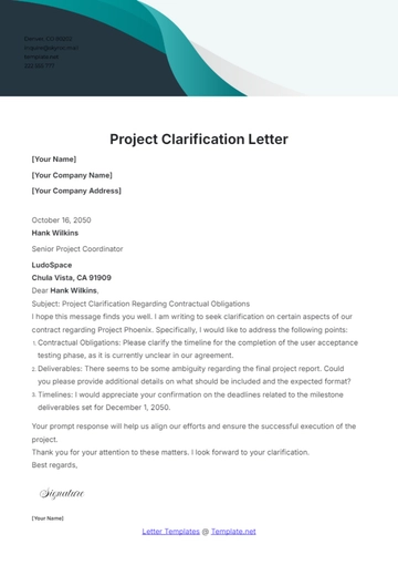 Free Project Clarification Letter Template to Edit Online