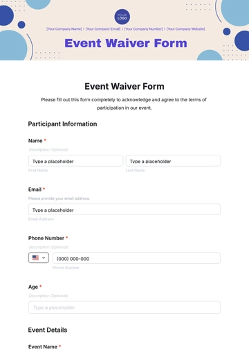Free Event Waiver Form Template to Edit Online