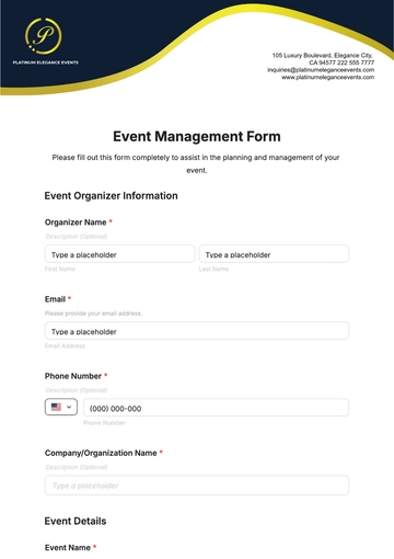 Free Event Management Form Template to Edit Online