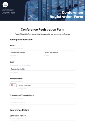 Free Conference Registration Form Template to Edit Online