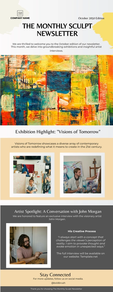 Free Art Gallery Newsletter Template to Edit Online