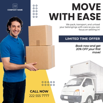 Free Moving Company Social Media Post Template to Edit Online