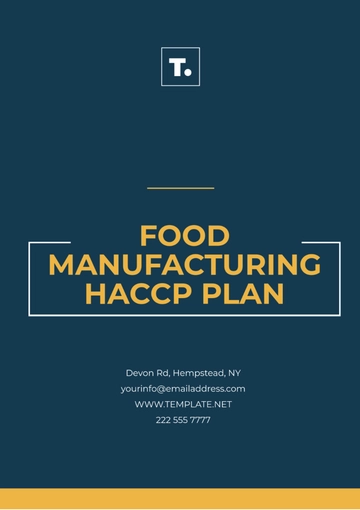 Free Food Manufacturing HACCP Plan Template to Edit Online