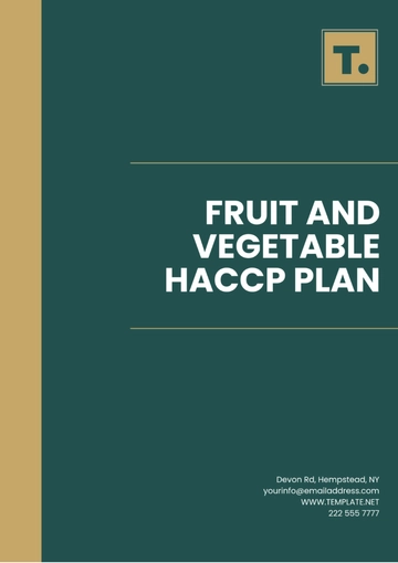 Free Fruit And Vegetable HACCP Plan Template to Edit Online