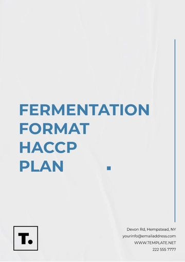 Free Fermentation Format HACCP Plan Template to Edit Online