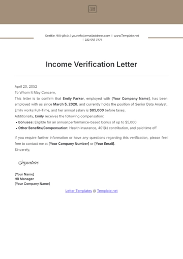 Free Income Verification Letter Template to Edit Online