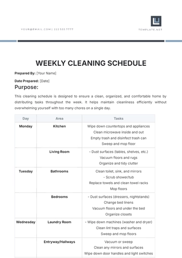 Free Weekly Cleaning Schedule Template to Edit Online