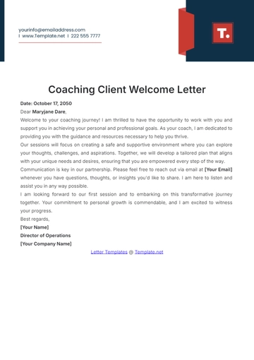 Free Coaching Client Welcome Letter Template to Edit Online