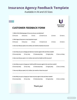 Insurance Agency Feedback Form Template Insurance Agency Feedback Form Template