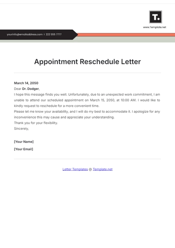 Free Appointment Reschedule Letter Template to Edit Online