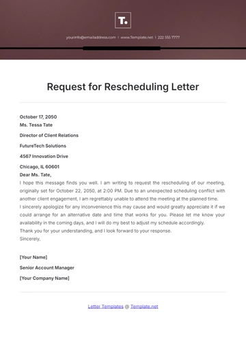 Free Request for Rescheduling Letter Template to Edit Online