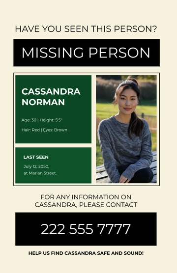 Free Professional Missing Poster Template to Edit Online