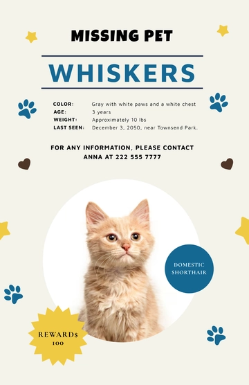 Free Help Find My Pet Missing Poster Template to Edit Online