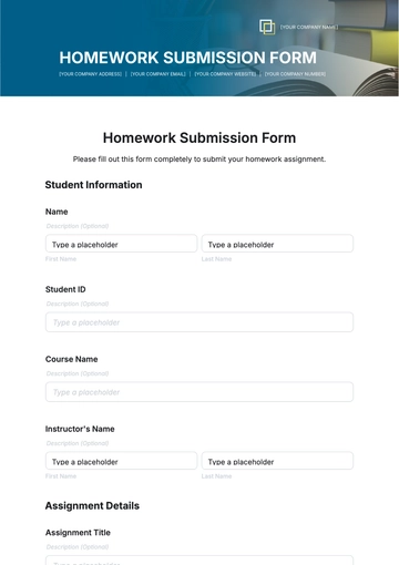 Free Homework Submission Form Template to Edit Online