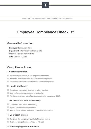 Free Employee Compliance Checklist Template to Edit Online