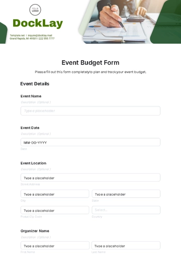 Free Event Budget Form Template to Edit Online