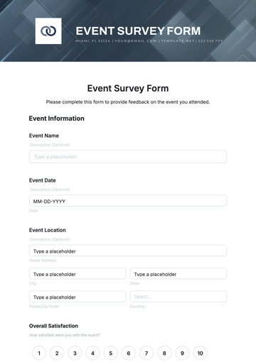Free Event Survey Form Template to Edit Online