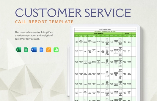 Customer Service Call Report Template Customer Service Call Report Template
